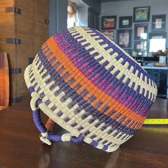 African Bolga basket. Ethnic, tribal, eclectic, unique, hippie, boho home vibes - Picture 12 of 16